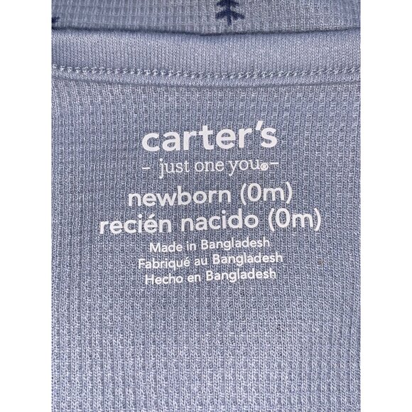 Carter's Newborn Baby Boy Blue Footed Sleeper Pajamas 2-Way Zipper Size 0M - Picture 6 of 6
